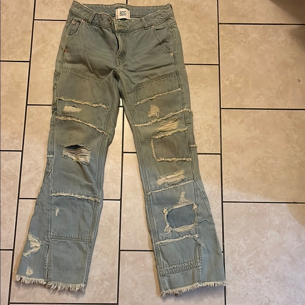 BDG blue Straight Leg Distressed Jeans
